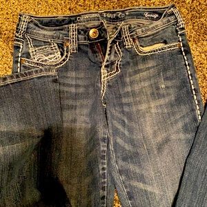 Cowgirl Tuff co distressed size 26 boot leg .